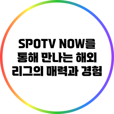SPOTV NOW를 통해 만나는 해외 리그의 매력과 경험