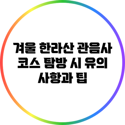 겨울 한라산 관음사 코스 탐방 시 유의 사항과 팁