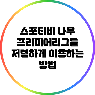 스포티비 나우 프리미어리그를 저렴하게 이용하는 방법