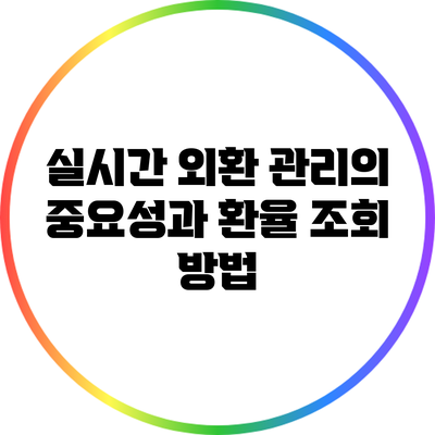 실시간 외환 관리의 중요성과 환율 조회 방법