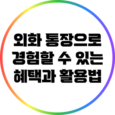 외화 통장으로 경험할 수 있는 혜택과 활용법