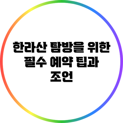 한라산 탐방을 위한 필수 예약 팁과 조언