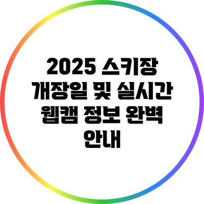 2025 스키장 개장일 및 실시간 웹캠 정보 완벽 안내