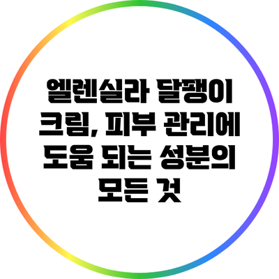 엘렌실라 달팽이 크림, 피부 관리에 도움 되는 성분의 모든 것