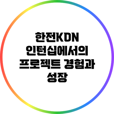 한전KDN 인턴십에서의 프로젝트 경험과 성장