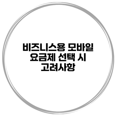 비즈니스용 모바일 요금제 선택 시 고려사항